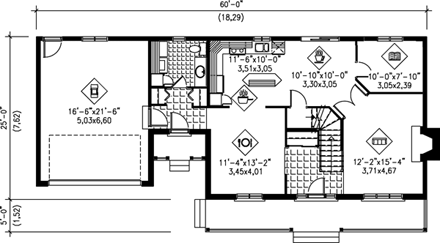 Cape Cod House Plan 49688 with 3 Beds, 3 Baths, 1 Car Garage First Level Plan