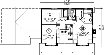 Cape Cod House Plan 49688 with 3 Beds, 3 Baths, 1 Car Garage Second Level Plan