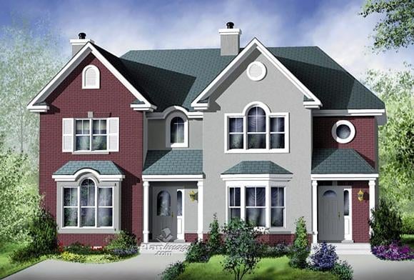 Multi-Family Plan 49806 with 5 Beds, 4 Baths Elevation