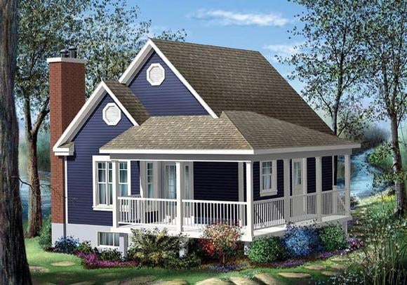 Country House Plan 49824 with 1 Beds, 1 Baths Elevation