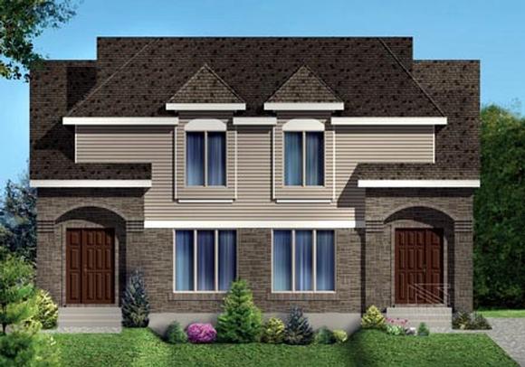 Narrow Lot Multi-Family Plan 49846 with 6 Beds, 4 Baths Elevation