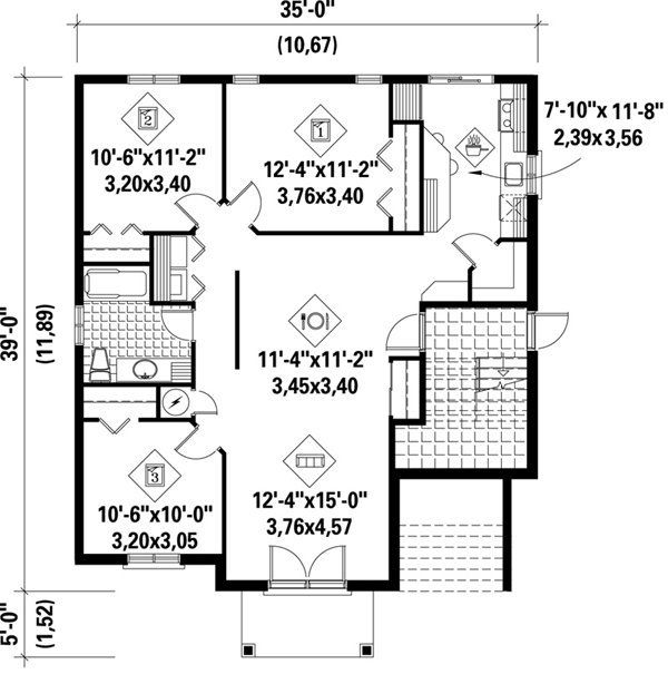 Colonial, Traditional Multi-Family Plan 49851 with 9 Beds, 3 Baths Lower Level
