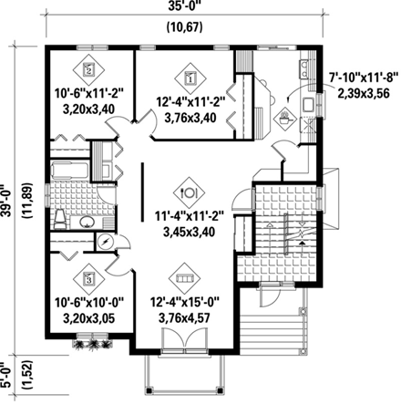 Colonial, Traditional Multi-Family Plan 49851 with 9 Beds, 3 Baths First Level Plan