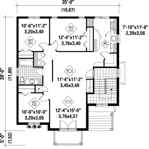 Colonial, Traditional Multi-Family Plan 49851 with 9 Beds, 3 Baths Level Two