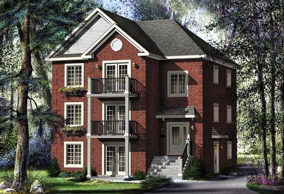 Colonial, Traditional Multi-Family Plan 49851 with 9 Beds, 3 Baths Elevation
