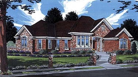 European House Plan 50000 with 3 Beds, 3 Baths, 2 Car Garage Elevation