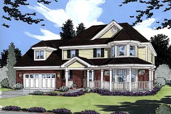 Country, Farmhouse, Victorian House Plan 50009 with 3 Beds, 3 Baths, 2 Car Garage Elevation