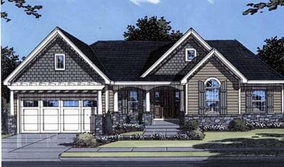 Bungalow, Traditional House Plan 50038 with 3 Beds, 2 Baths, 2 Car Garage Elevation