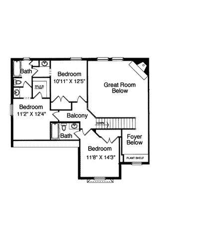European, Traditional House Plan 50041 with 4 Beds, 4 Baths, 2 Car Garage Second Level Plan
