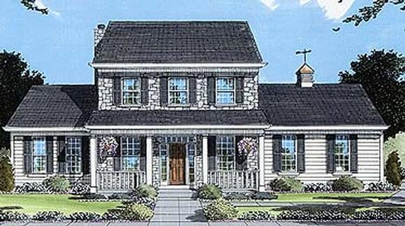 Colonial, Country, Southern House Plan 50048 with 4 Beds, 3 Baths, 2 Car Garage Elevation
