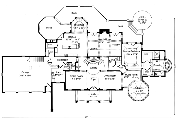 House Plan 50062 - with 6209 Sq Ft, 5 Bed, 3 Bath, 2 3/4 Bath, 2