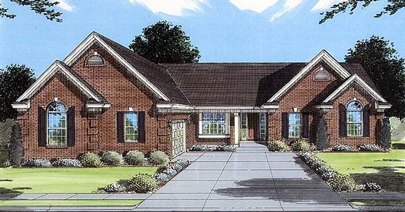 One-Story, Traditional House Plan 50075 with 3 Beds, 2 Baths, 2 Car Garage Elevation