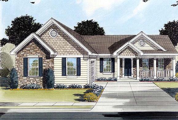 Bungalow, Country, One-Story House Plan 50083 with 3 Beds, 2 Baths, 2 Car Garage Elevation