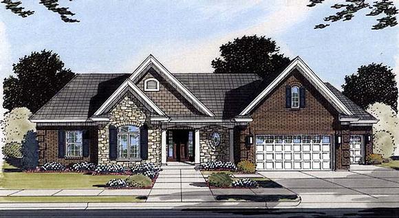 Bungalow, Country, Traditional House Plan 50086 with 3 Beds, 2 Baths, 3 Car Garage Elevation