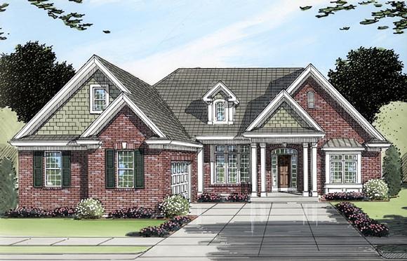 One-Story, Ranch House Plan 50092 with 3 Beds, 2 Baths, 2 Car Garage Elevation