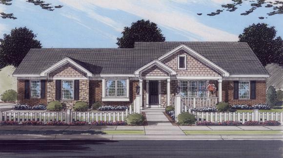 One-Story, Traditional House Plan 50099 with 3 Beds, 2 Baths, 2 Car Garage Elevation