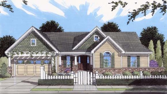 Craftsman, One-Story House Plan 50111 with 3 Beds, 2 Baths, 2 Car Garage Elevation