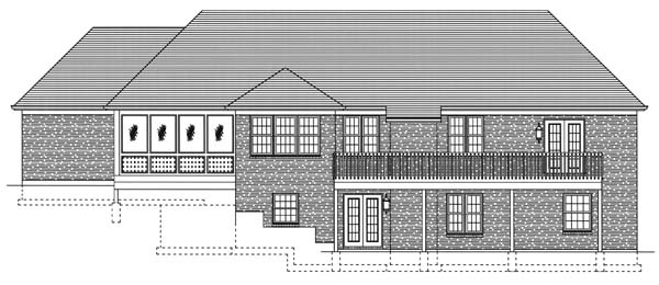 House Plan 50128 with 4 Beds, 3 Baths, 3 Car Garage Rear Elevation