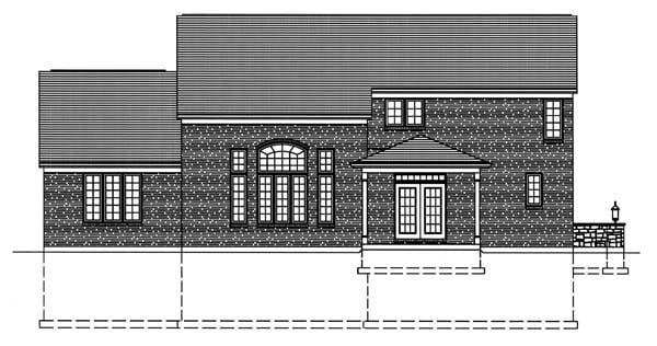 House Plan 50129 with 4 Beds, 3 Baths, 2 Car Garage Rear Elevation