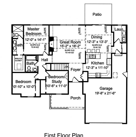 House Plan 50136 with 3 Beds, 2 Baths, 2 Car Garage First Level Plan