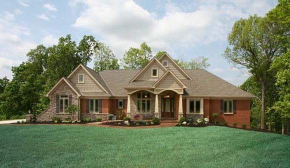 Craftsman House Plan 50138 with 4 Beds, 3 Baths, 3 Car Garage Elevation