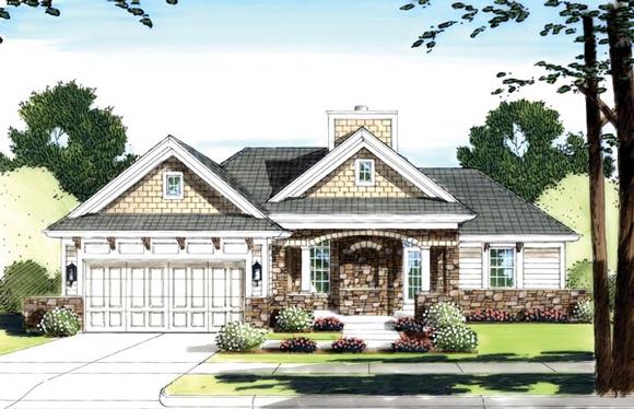 House Plan 50142 with 3 Beds, 2 Baths, 2 Car Garage Elevation