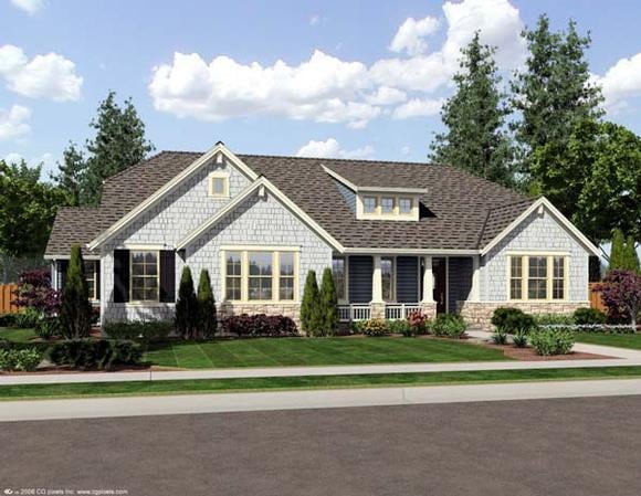 Craftsman, Ranch House Plan 50171 with 3 Beds, 3 Baths, 3 Car Garage Elevation