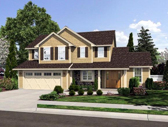 Traditional House Plan 50185 with 3 Beds, 3 Baths, 2 Car Garage Elevation