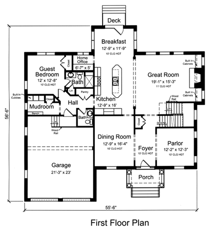 Craftsman House Plan 50194 with 6 Beds, 6 Baths, 2 Car Garage First Level Plan