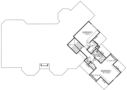 European House Plan 50239 with 4 Beds, 4 Baths, 2 Car Garage Second Level Plan