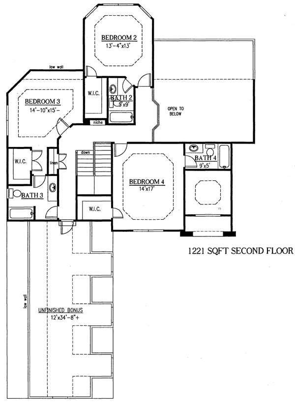 European House Plan 50251 with 4 Beds, 5 Baths, 3 Car Garage Level Two