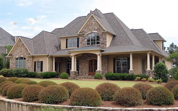 European, Southern, Traditional House Plan 50254 with 4 Beds, 4 Baths, 2 Car Garage Elevation
