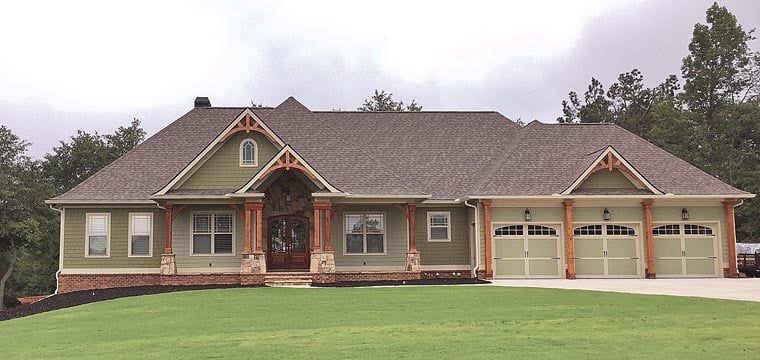 Craftsman, Ranch, Traditional House Plan 50264 with 4 Beds, 3 Baths, 3 Car Garage Elevation