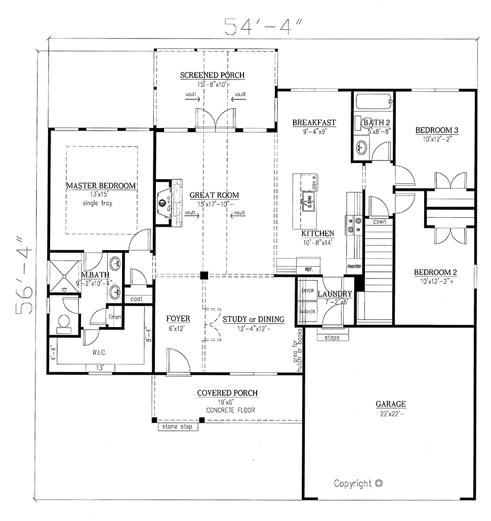 Cottage, Country, Craftsman, Ranch, Southern, Traditional House Plan 50267 with 3 Beds, 2 Baths, 2 Car Garage Level One