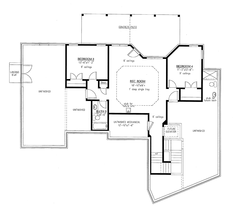 European, Traditional House Plan 50280 with 4 Beds, 4 Baths, 2 Car Garage Lower Level