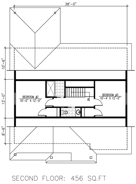 Cabin, Cottage, Country, Craftsman House Plan 50303 with 3 Beds, 3 Baths, 1 Car Garage Second Level Plan