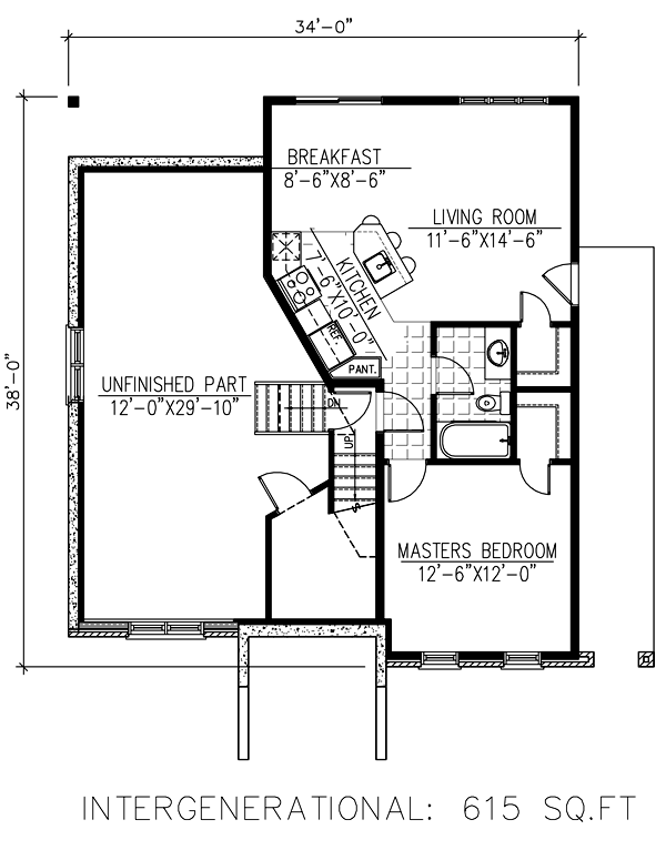 House Plan 50308 with 4 Beds, 2 Baths Lower Level