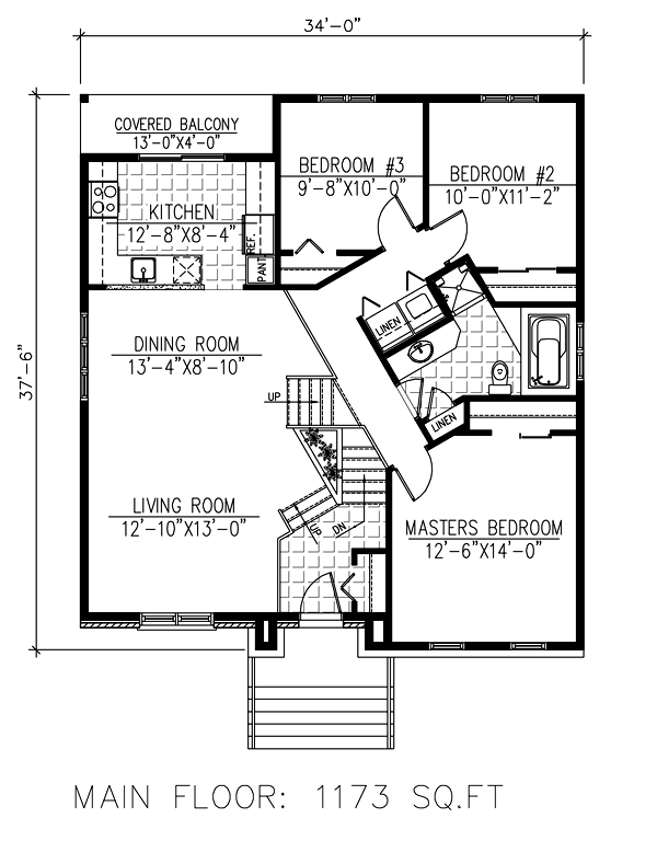 House Plan 50308 with 4 Beds, 2 Baths Level One