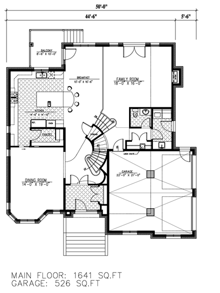 House Plan 50317 with 6 Beds, 4 Baths, 2 Car Garage First Level Plan