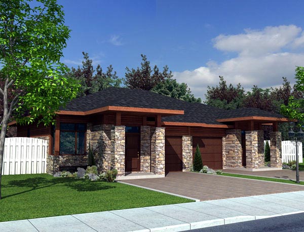 Contemporary Multi-Family Plan 50321 with 4 Beds, 2 Baths, 2 Car Garage Elevation
