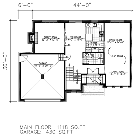 Contemporary, Modern House Plan 50323 with 3 Beds, 2 Baths, 2 Car Garage First Level Plan