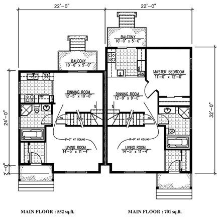 Country Multi-Family Plan 50327 with 5 Beds, 3 Baths First Level Plan