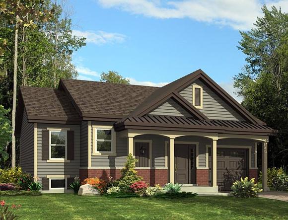 Traditional House Plan 50328 with 2 Beds, 1 Baths, 1 Car Garage Elevation