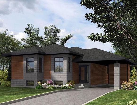 Contemporary House Plan 50332 with 2 Beds, 1 Baths, 1 Car Garage Elevation