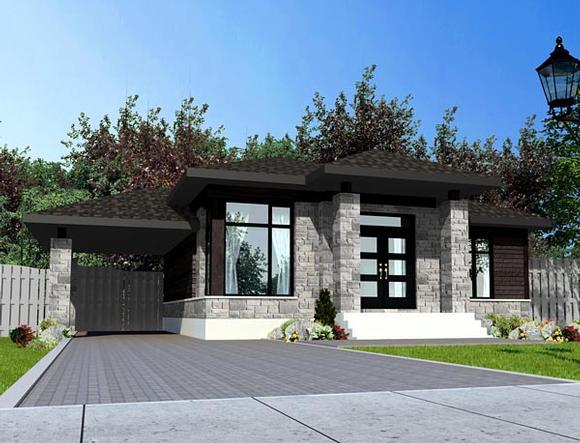 Contemporary House Plan 50334 with 3 Beds, 1 Baths, 1 Car Garage Elevation