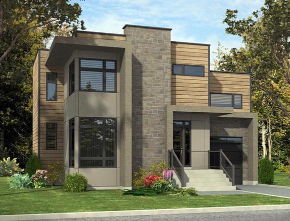 Contemporary House Plan 50335 with 3 Beds, 2 Baths, 1 Car Garage Elevation
