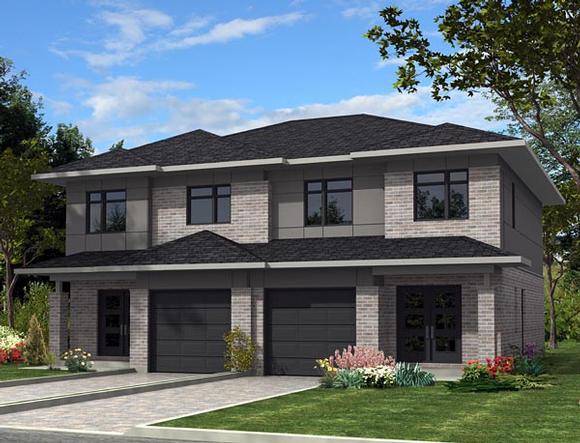 Contemporary Multi-Family Plan 50337 with 6 Beds, 4 Baths, 2 Car Garage Elevation