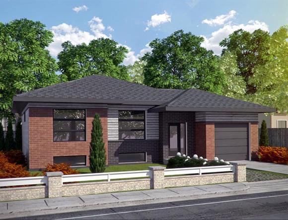 Contemporary House Plan 50339 with 2 Beds, 2 Baths, 1 Car Garage Elevation