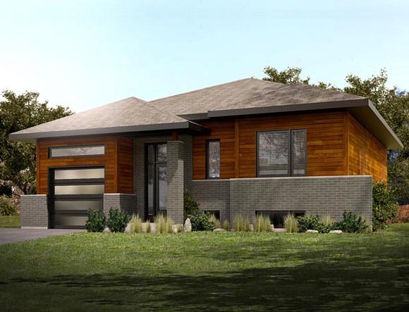 Contemporary House Plan 50340 with 2 Beds, 1 Baths, 1 Car Garage Elevation