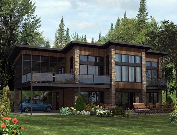 Contemporary House Plan 50344 with 3 Beds, 2 Baths, 2 Car Garage Elevation